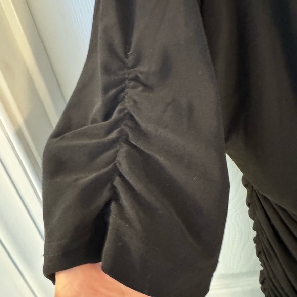 Adrianna papell black beaded 3/4 Sleeve  Evening Bodycon Dress Stretchy 16 - Picture 5 of 15